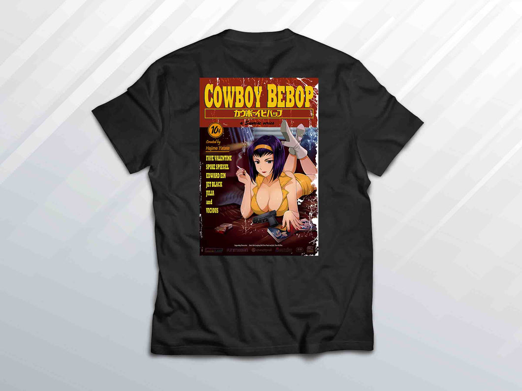 Faye Pulpfiction  Cowboy Bebop T-shirt (Front and Back)