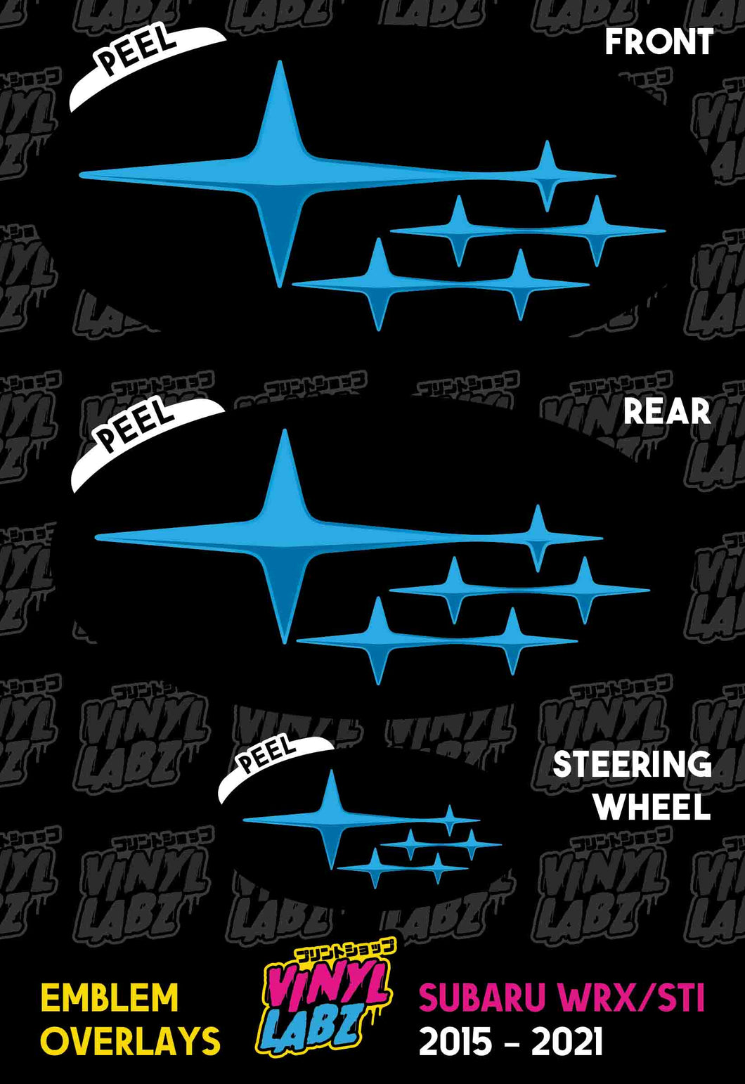 Subaru Vinyl Emblem Overlay (Black and Cyan) | 2015-2021 Subaru WRX/STI