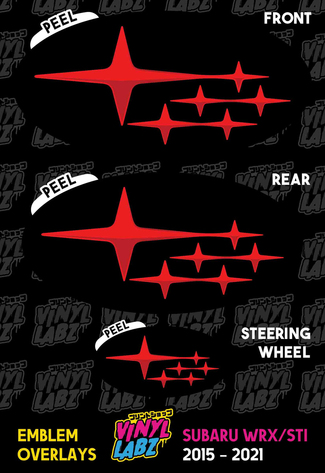 Subaru Vinyl Emblem Overlay (Black and Red) | 2015-2021 Subaru WRX/STI