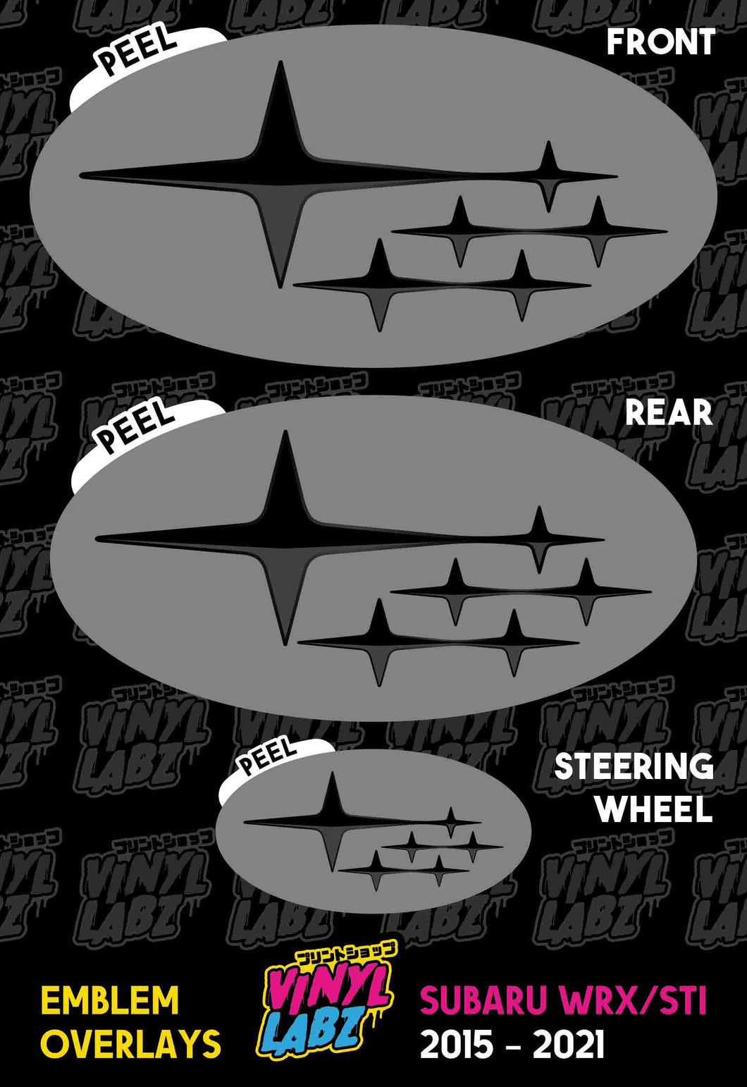 Subaru Vinyl Emblem Overlay (Grey and Black) | 2015-2021 Subaru WRX/STI