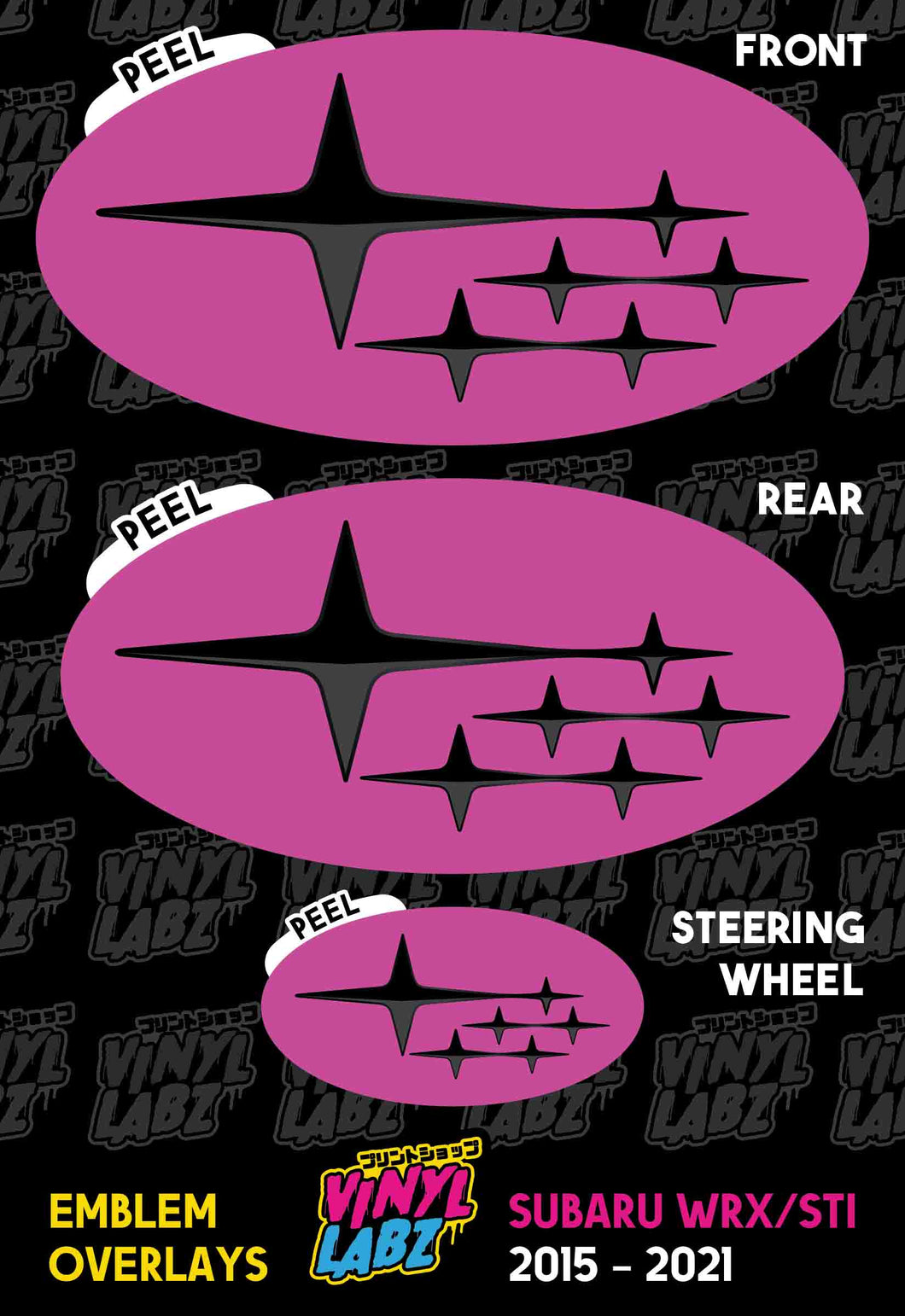 Subaru Vinyl Emblem Overlay (Pink and Black) | 2015-2021 Subaru WRX/STI