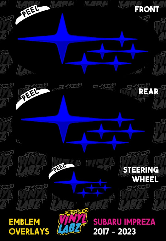 Subaru Vinyl Emblem Overlay ( Black and Blue) | 2017-2023 Subaru Impreza
