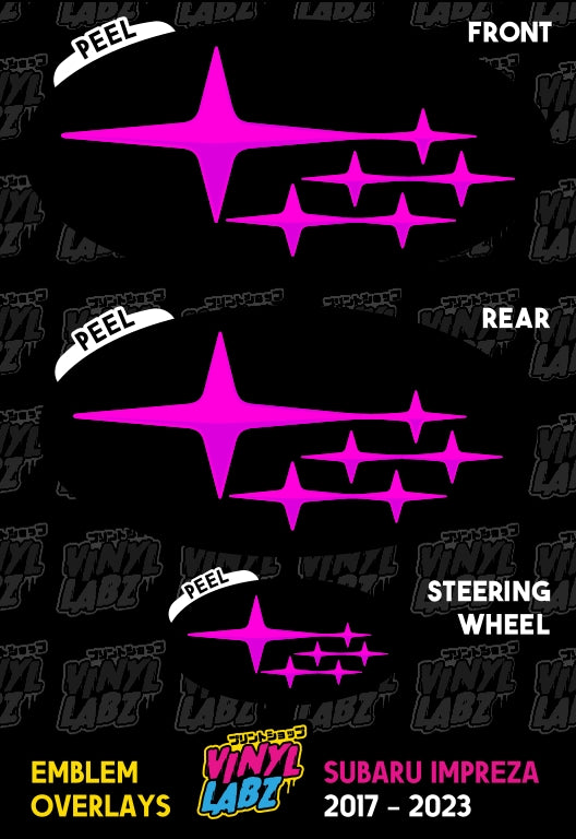 Subaru Vinyl Emblem Overlay (Black and Pink  ) | 2017-2023 Subaru Impreza