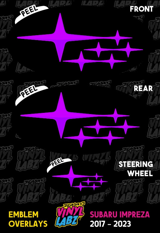 Subaru Vinyl Emblem Overlay (Black and Purple) | 2017-2023 Subaru Impreza