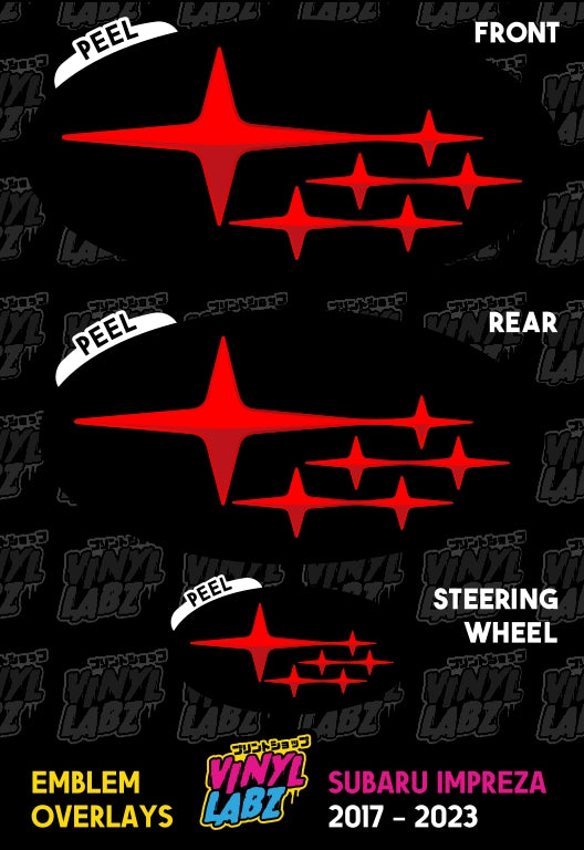 Subaru Vinyl Emblem Overlay (Black and Red) | 2017-2023 Subaru Impreza