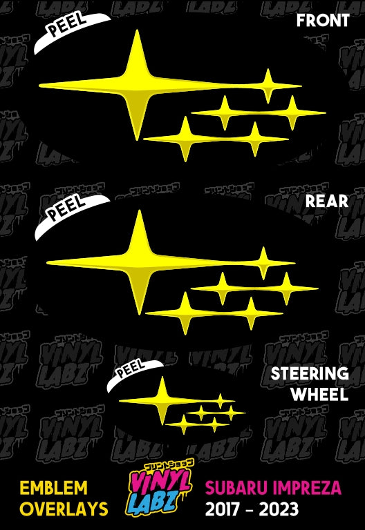 Subaru Vinyl Emblem Overlay (Black and Yellow) | 2017-2023 Subaru Impreza