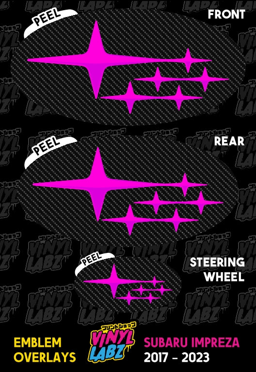 Subaru Vinyl Emblem Overlay (Carbon Fiber and Pink) | 2017-2023 Subaru Impreza