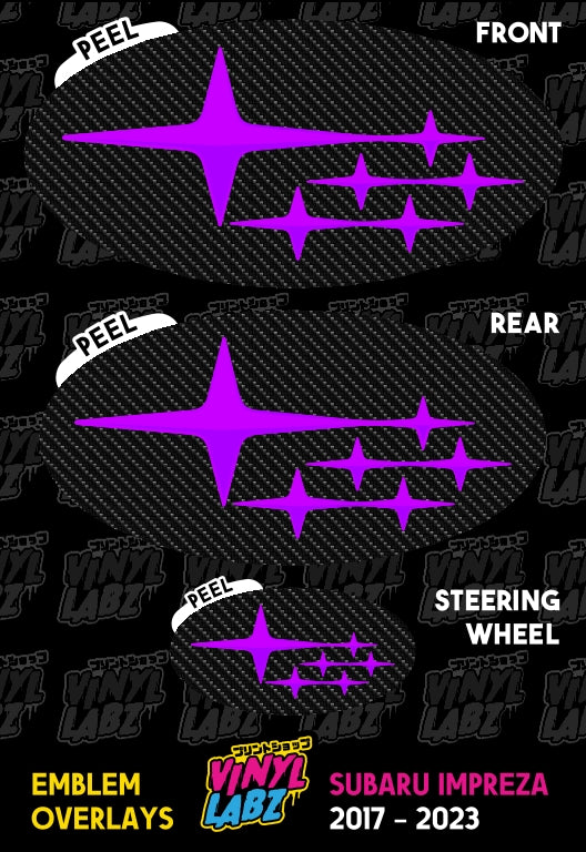 Subaru Vinyl Emblem Overlay (Carbon Fiber and Purple) | 2017-2023 Subaru Impreza