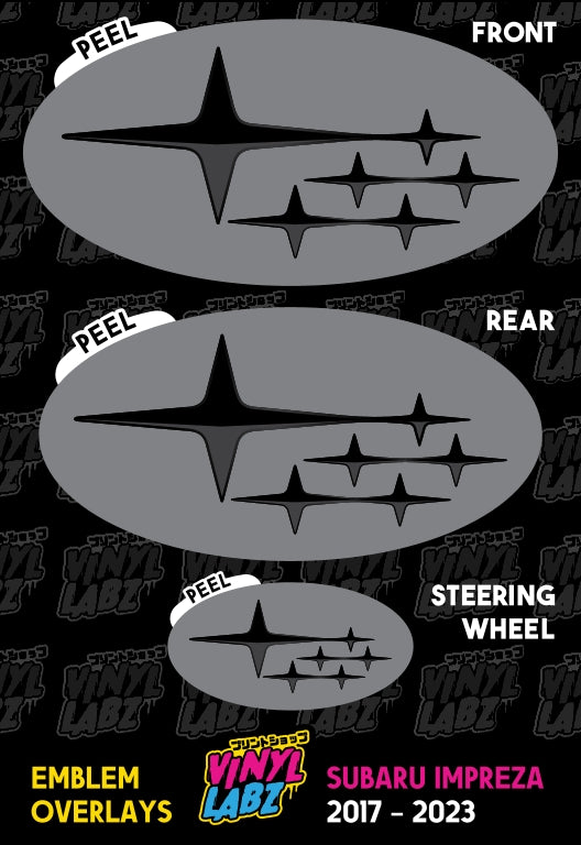 Subaru Vinyl Emblem Overlay (Grey and Black) | 2017-2023 Subaru Impreza