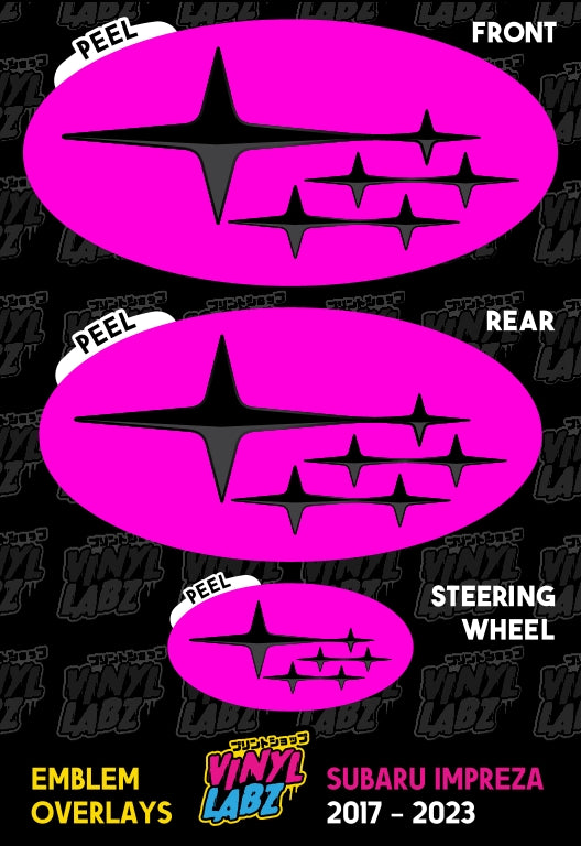 Subaru Vinyl Emblem Overlay (Pink and Black) | 2017-2023 Subaru Impreza