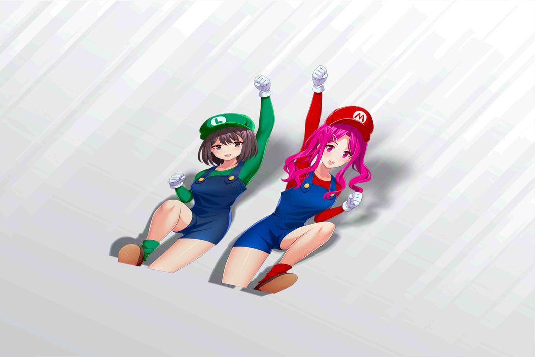 Seki Mario x Kuro Luigi (Jumping) Cosplay Sticker