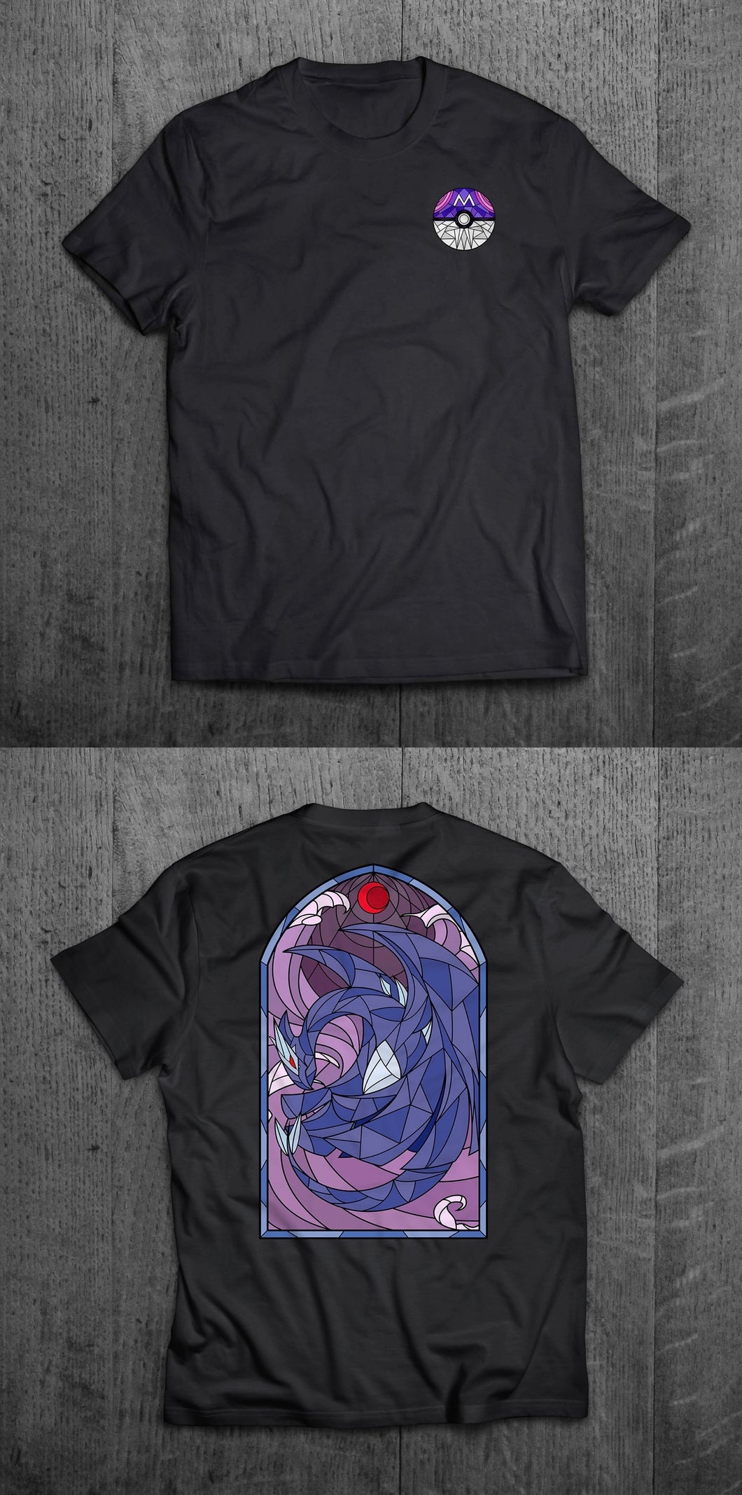Shadow Lugia Stained Glass T-Shirt (Front & Back)