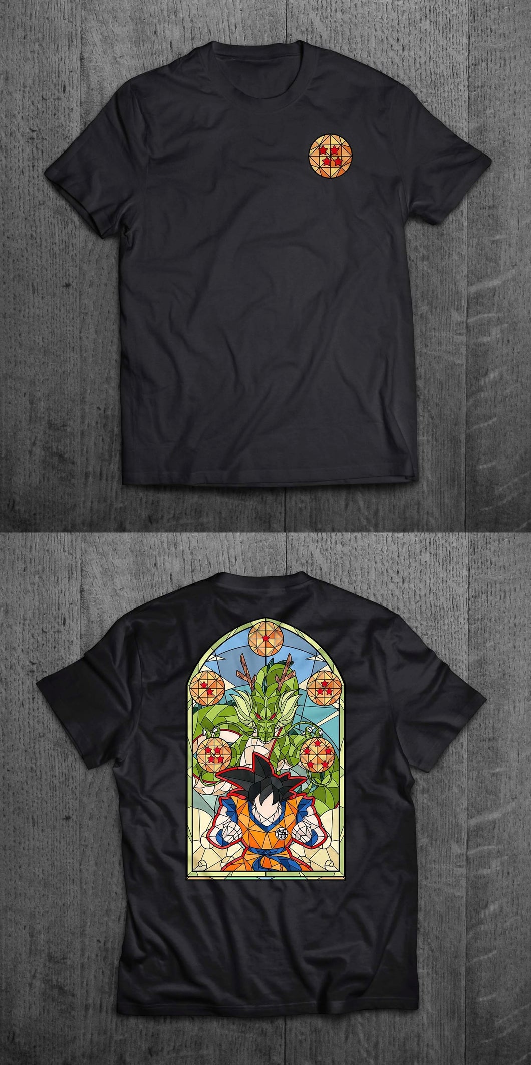 Shenron/Goku Stained Glass T-Shirt (Front & Back)