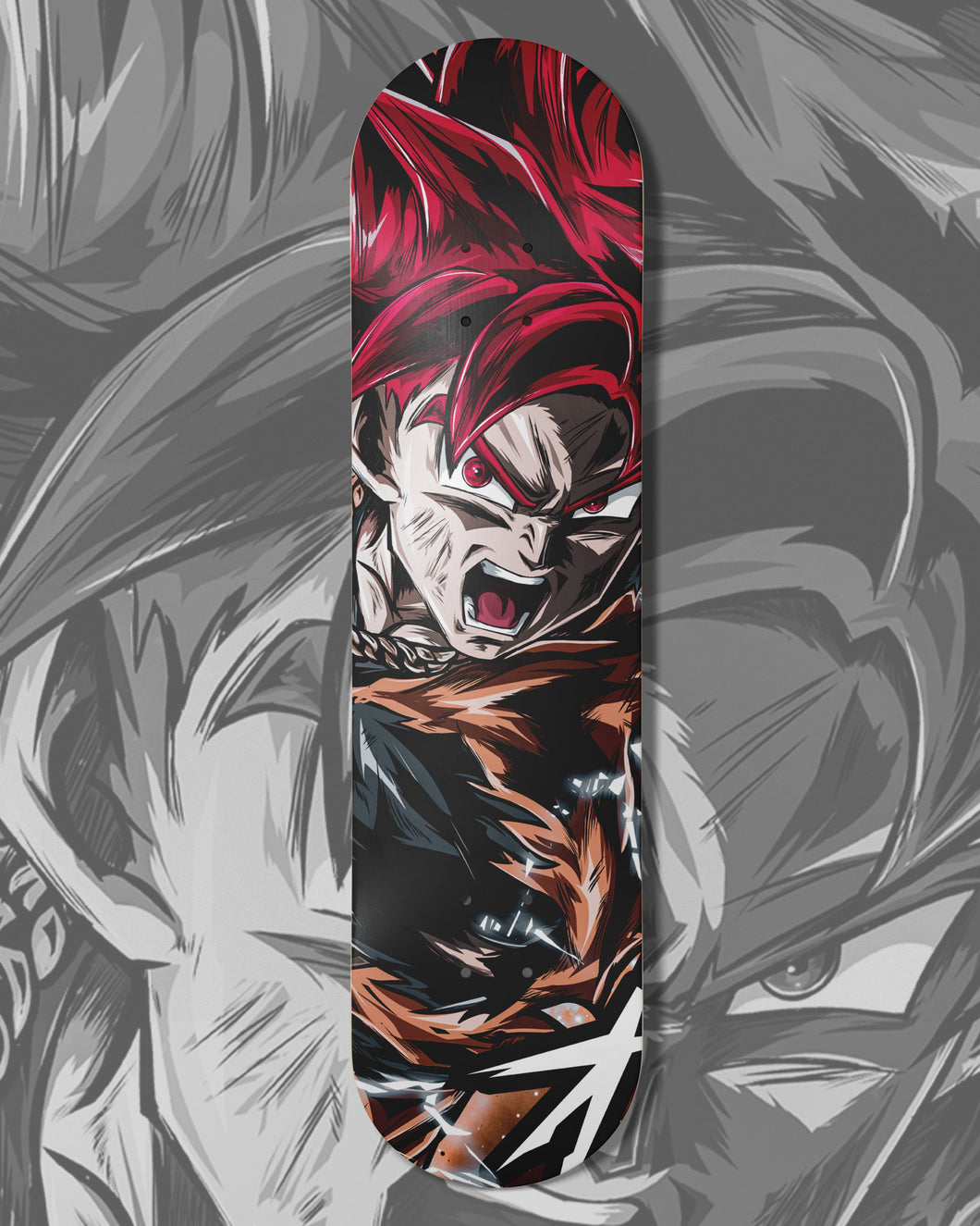 Red God Goku Warm Skateboard Deck